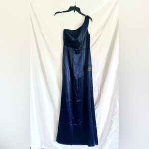 Lulu's Navy Blue One-Shoulder Maxi Dress